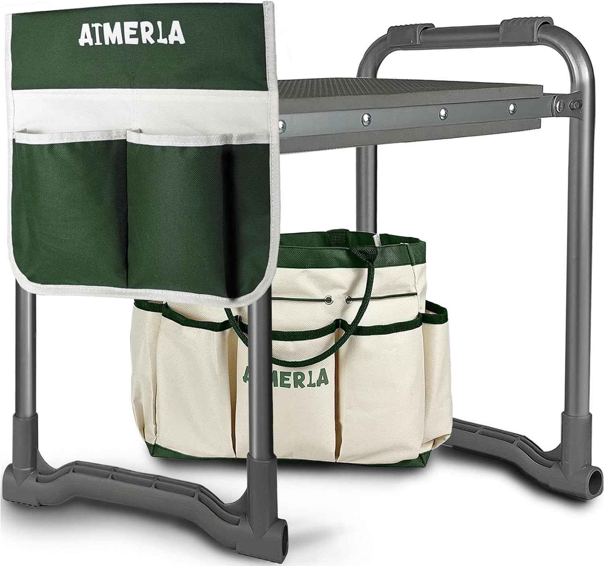 Foldable Garden Kneeler Seat Heavy Duty [Upgraded Widened Thick Kneeling Pad] Garden Stool with Large Garden Tool Bags with Pockets - Portable Garden Bench Gardening Gifts for Parents