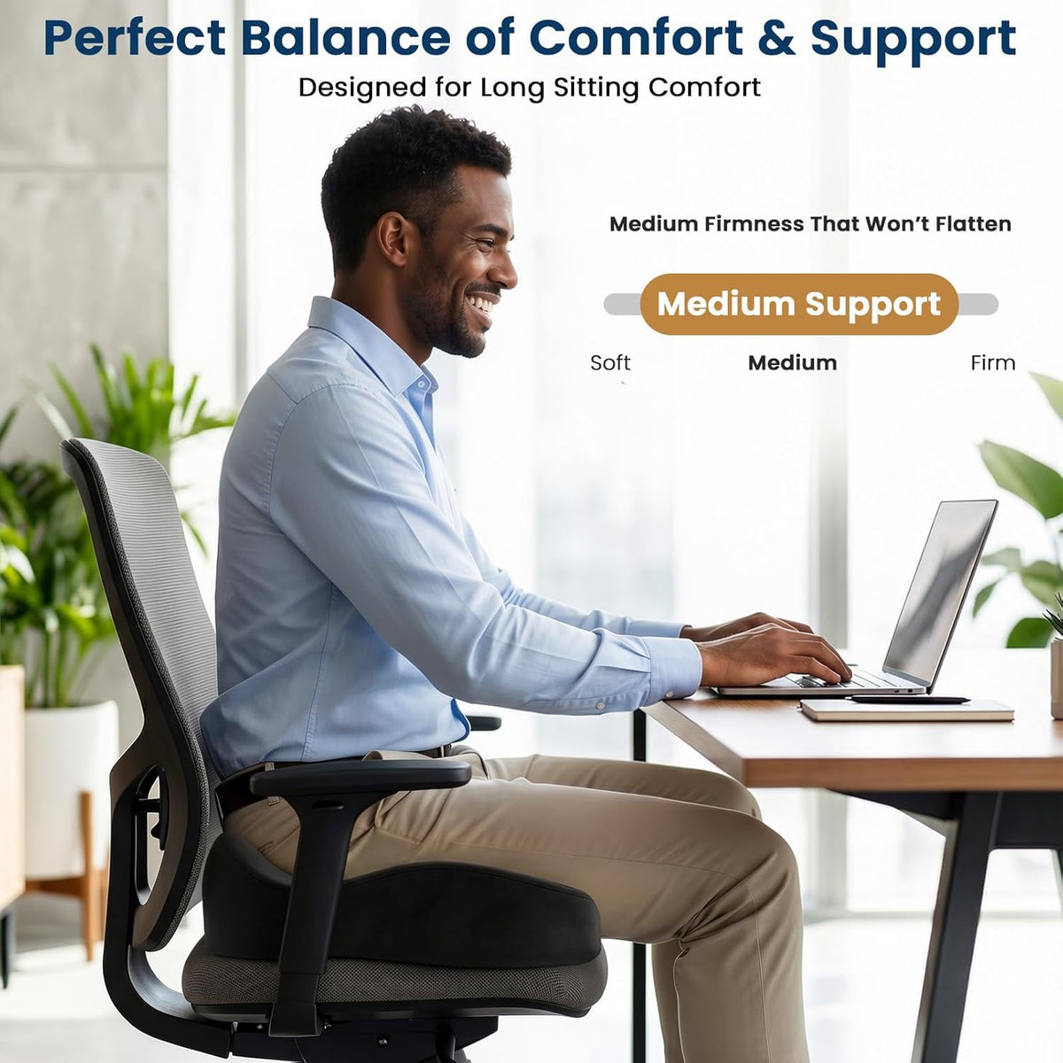 4.7-Inch Memory Foam Seat Cushion with Velvet Cover - Field & Nook