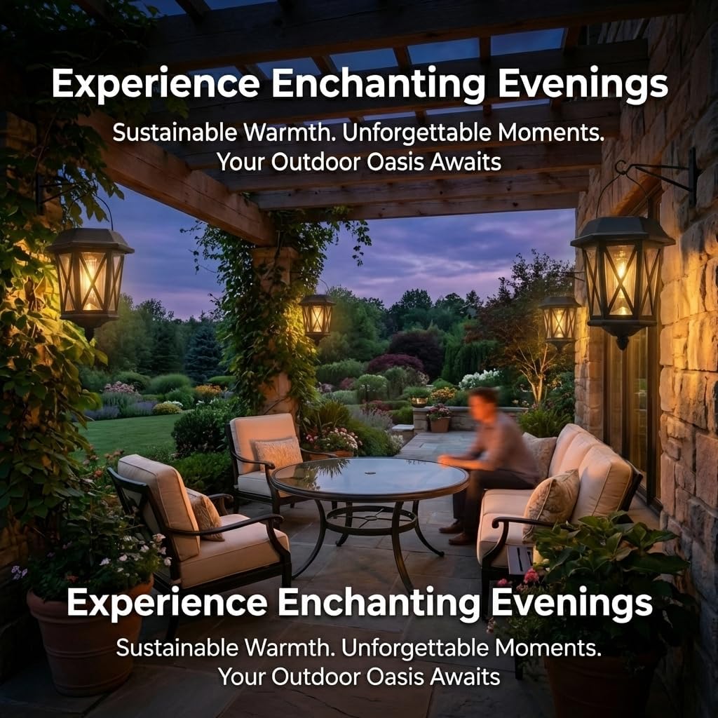 Solar Hanging Wall Lanterns – 2 Pack, LED, Glass Shade, Black