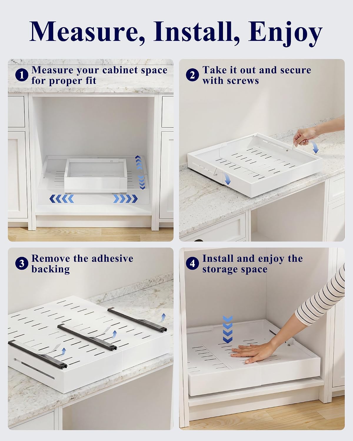 Kitsure 2 Pack Expandable Pull Out Cabinet Shelves