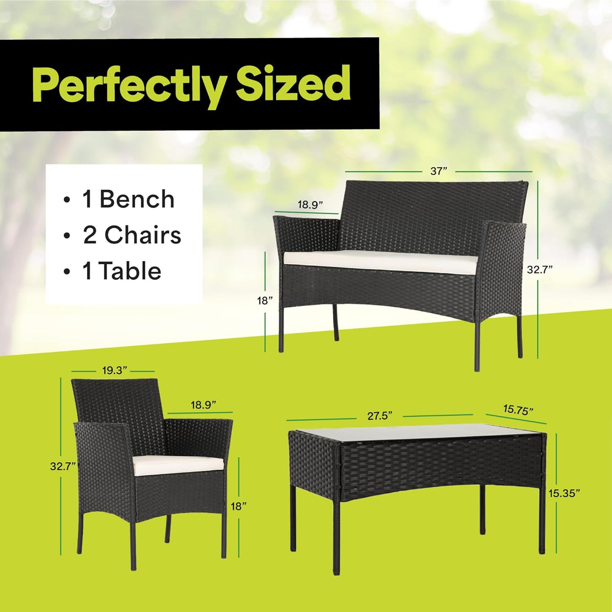 EconoHome 4-Piece Outdoor Patio Furniture Set - Patio Set with 2