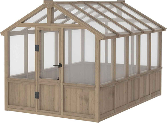 BlueWish 6x10FT Greenhouse, Greenhouses for Outside with Cedar Frame, Wood Greenhouse with Adjustable Vent, 6MM Polycarbonate Panel, Green House for Outside, Garden, Backyard