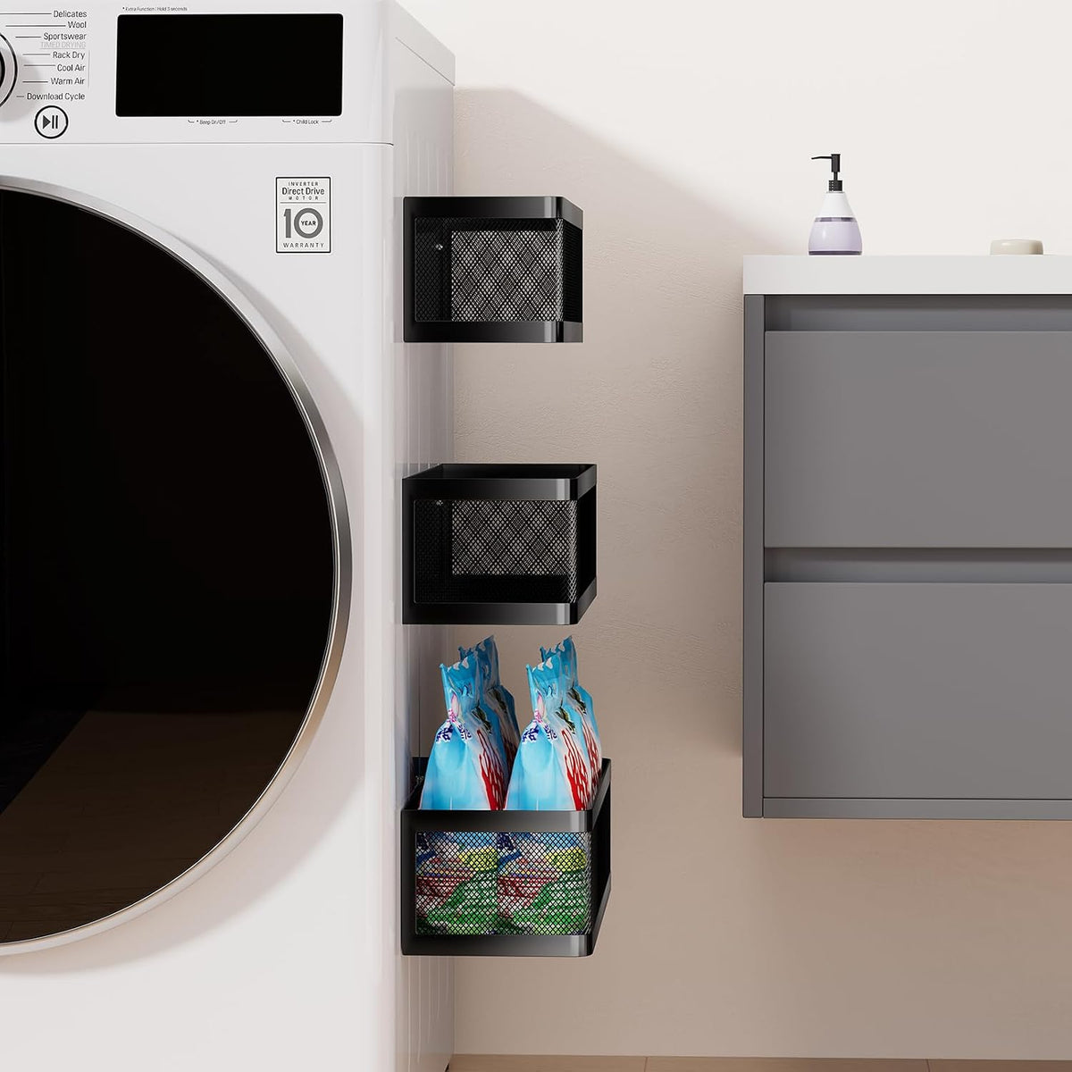 3-Piece Magnetic Laundry Storage Shelf Set - Field & Nook