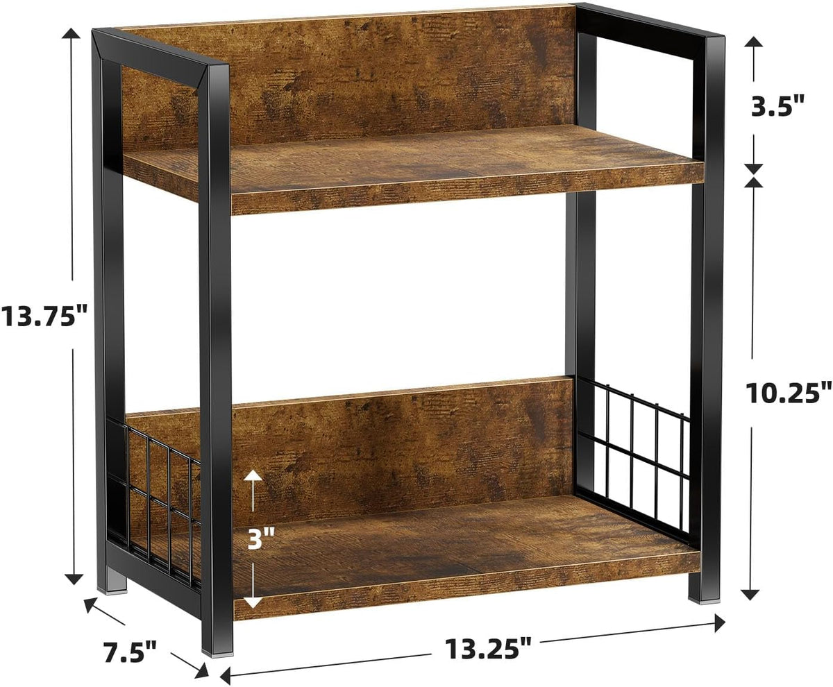 Countertop Shelf Organizer – 2-Tier Kitchen Spice Rack – Brown - Field & Nook