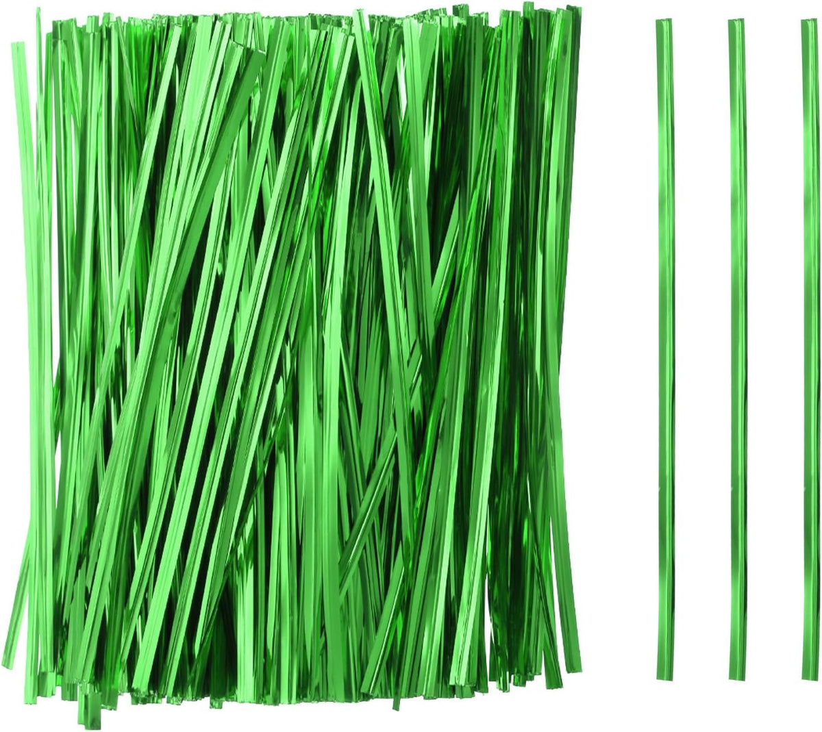 HARFINGTON 800pcs Bag Twist Ties 6" Reusable Plastic Metallic Twist Ties Wire Cable Ties for Party Bread Candy Cake, Green