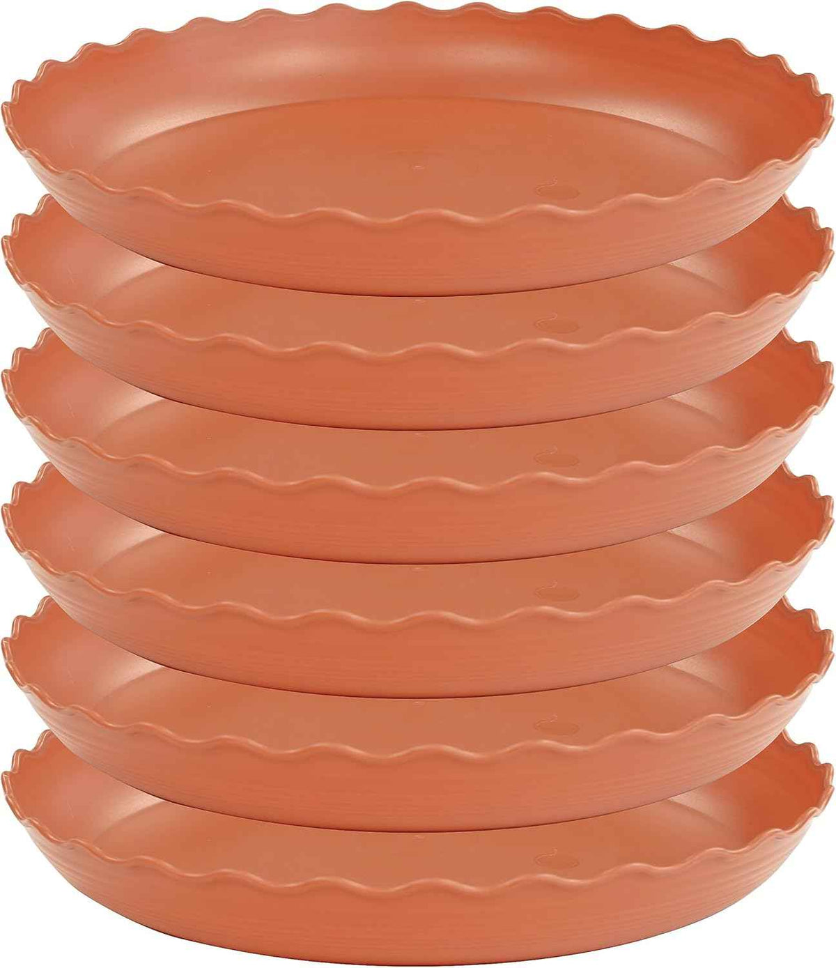 6 Pack Plant Saucer 8 inch, Heavy Duty Plastic Plant Water Tray, Planter Saucers, Flower Pot Tray Water Trays for Plant Pots (Terracotta)