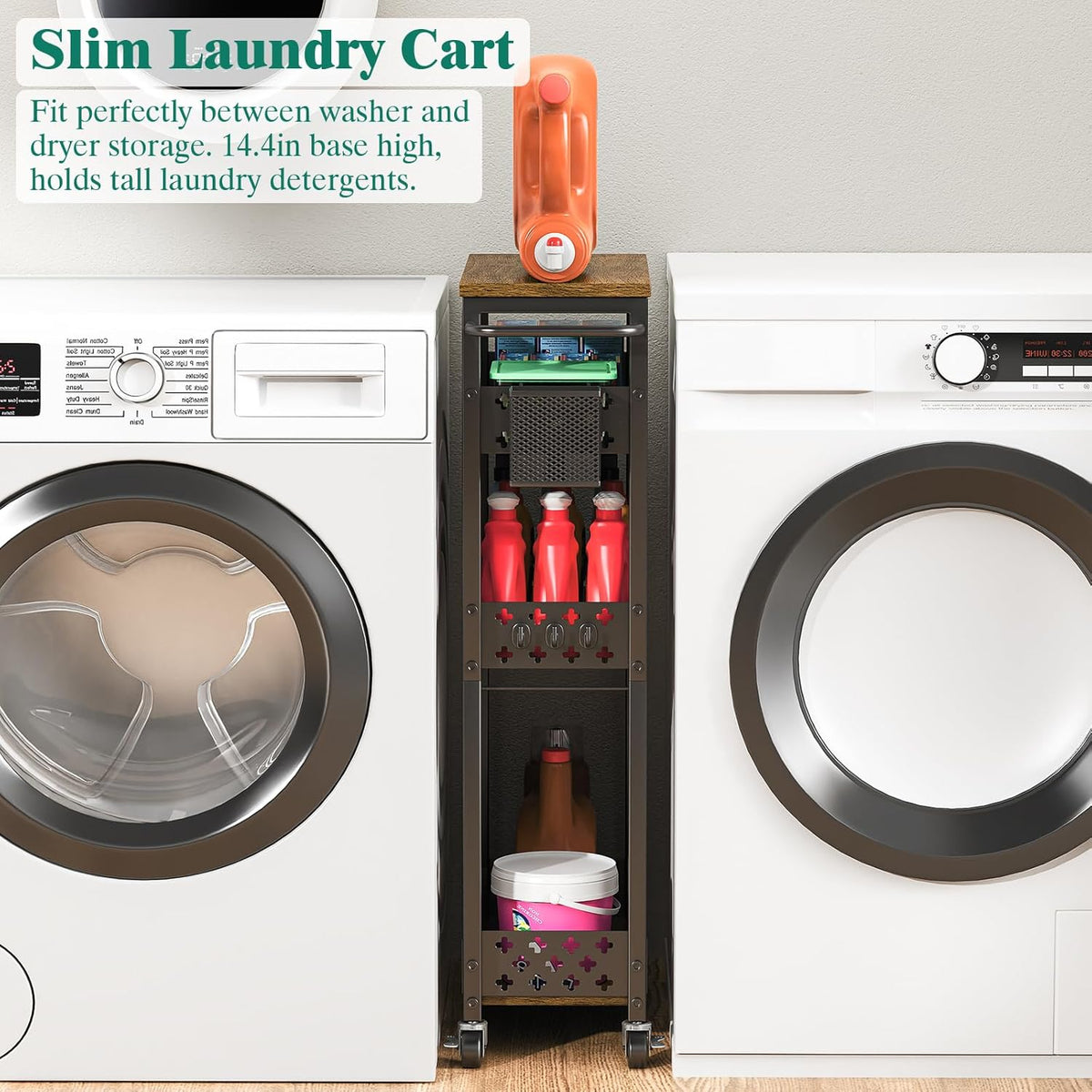 Slim Storage Cart – 4-Tier Laundry Room Organizer for Small Space - Field & Nook
