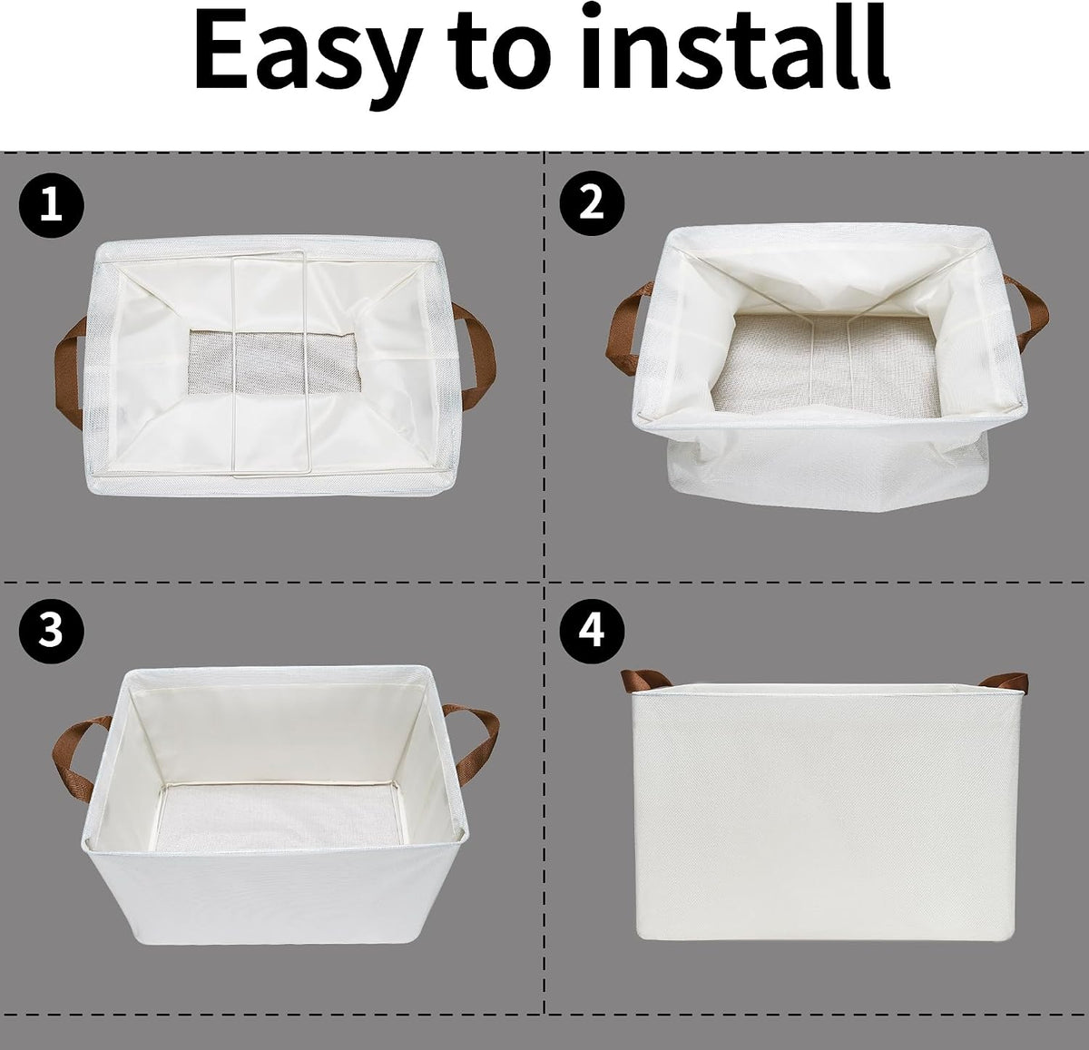 Closet Storage Baskets – Collapsible Fabric Storage Bins with Metal Frame - Field & Nook