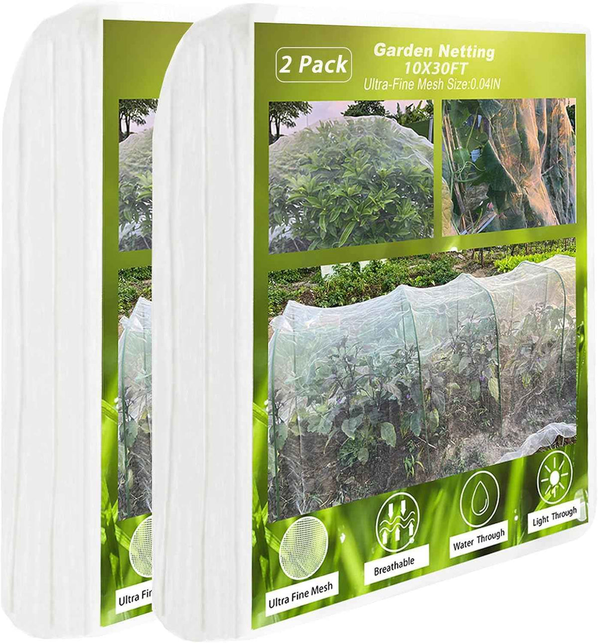 Garden Mesh Netting, 2 Pack 10X30FT Ultra Fine Garden Netting for Vegetable Flowers Fruits Crops Greenhouse, Plant Netting Row Cover Barrier Protection Net for Bird Deer Animals