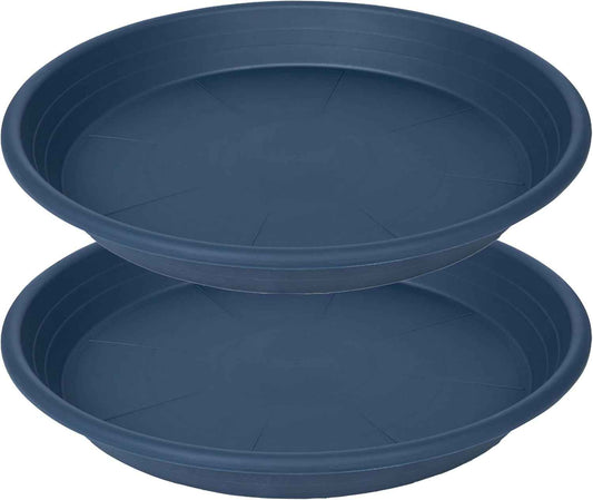 2 Pack of 22 inch Plant Saucer, Large Plant Tray, Heavy Sturdy Plant Drainage Tray for Indoors, Bird Bath Bowls, Sturdy Plastic Pot Tray for Planter 20 21"(Blue)