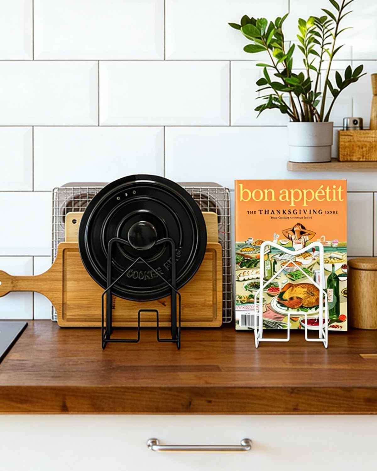SUNFICON Cutting Board Rack, Black