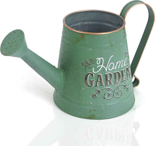 Cute Small Watering Can Indoor Plants Garden Metal Decorative Watering Cans for Outdoor Plants Bonsai Outdoor Garden Flower Decorative (Green, 1.5L, 50.7 Oz)