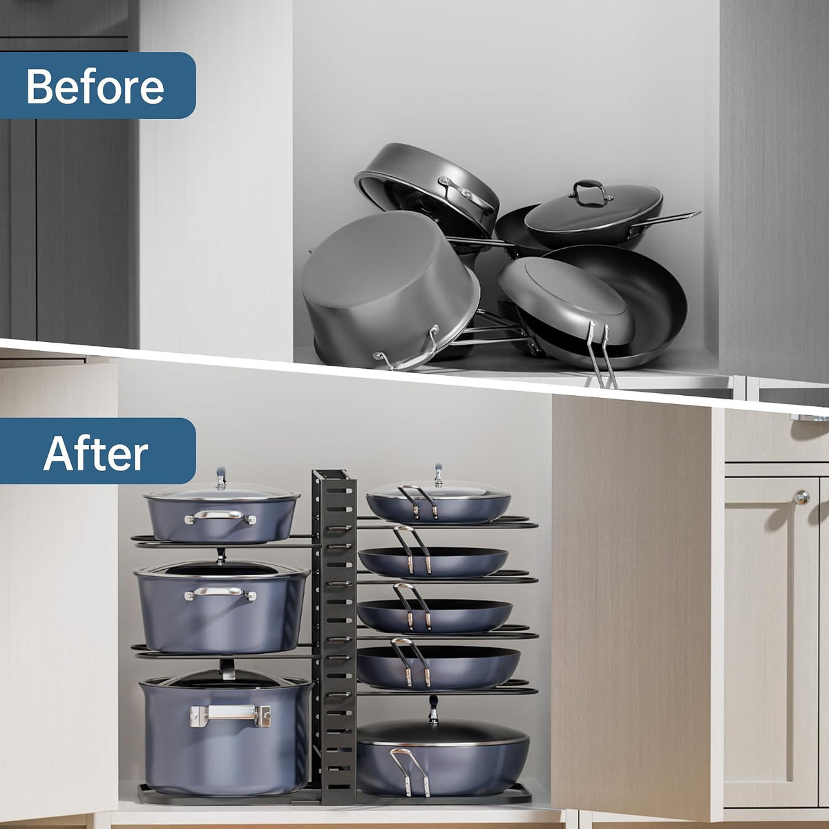 Pots and Pans Organizer, 8-Tier, 14.6"