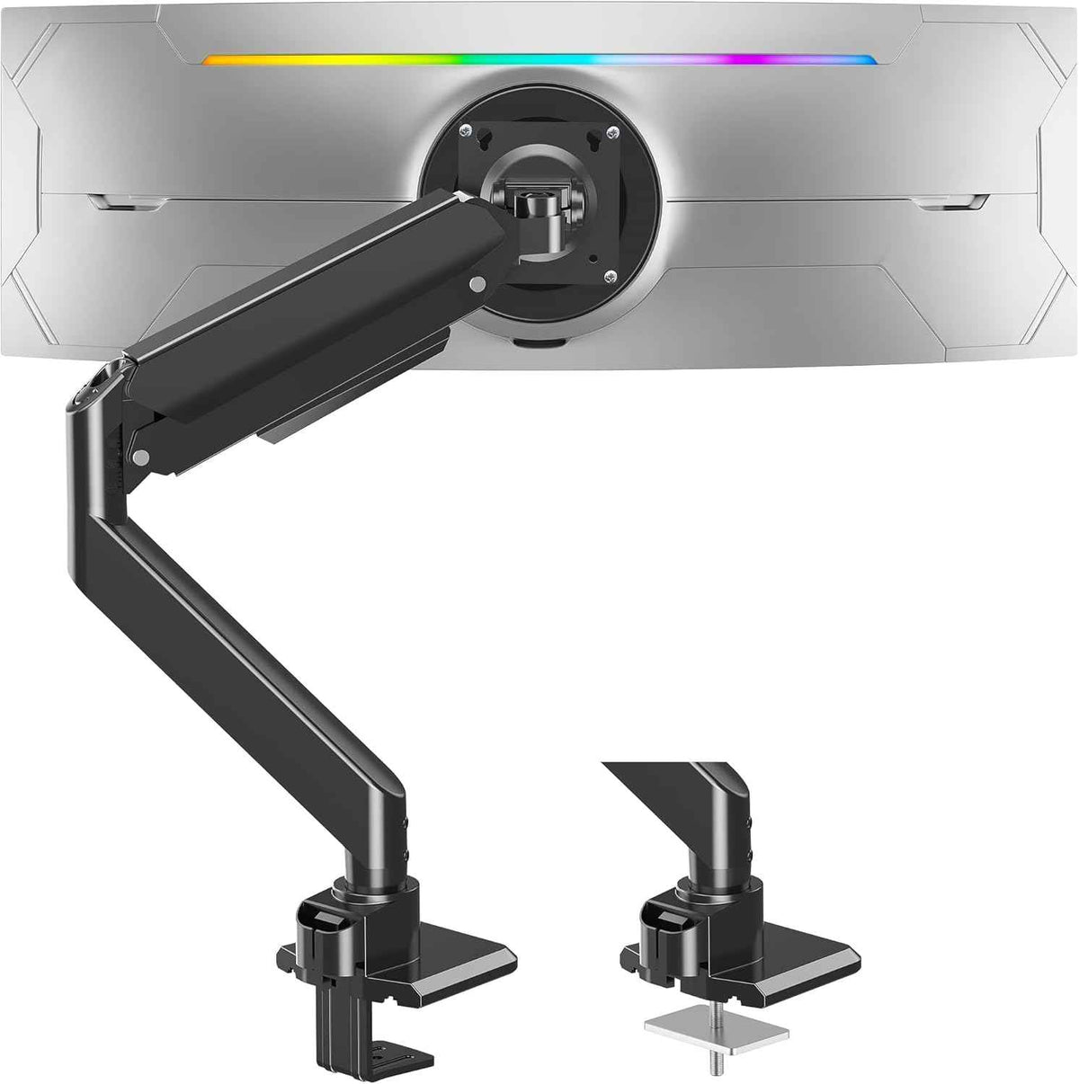 Heavy Duty Monitor Mount for Max 49" Ultrawide Screens | Hold up to 44 lbs, Premium Single Monitor Arm for Samsung Odyssey G9 and More, Adjustable Gas Spring Desk Stand, VESA Mount