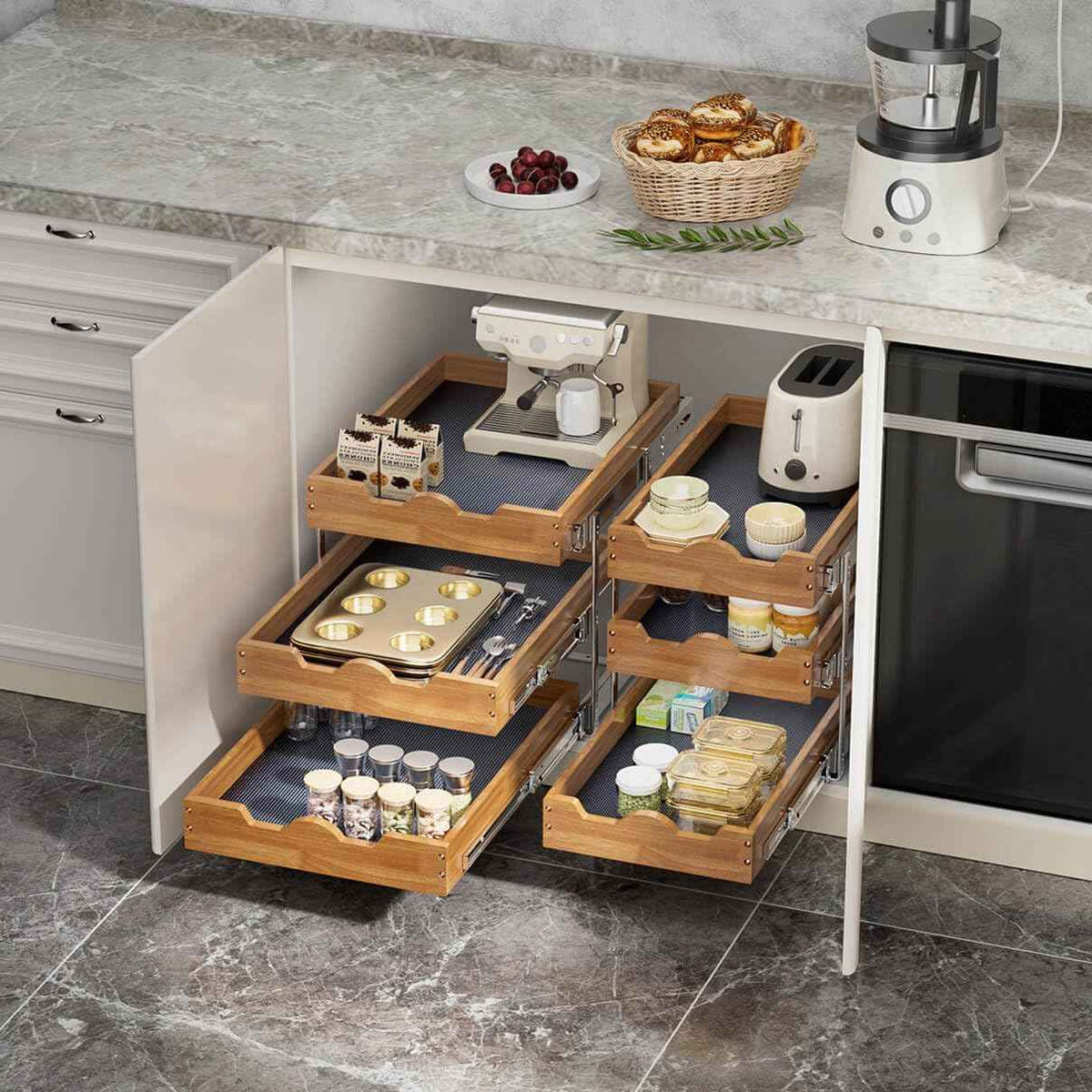 OCG 3-Tier Pull-Out Cabinet Organizer, 20" W x 21" D