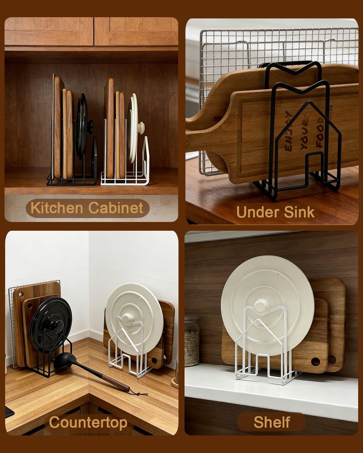 SUNFICON Cutting Board Rack, Black