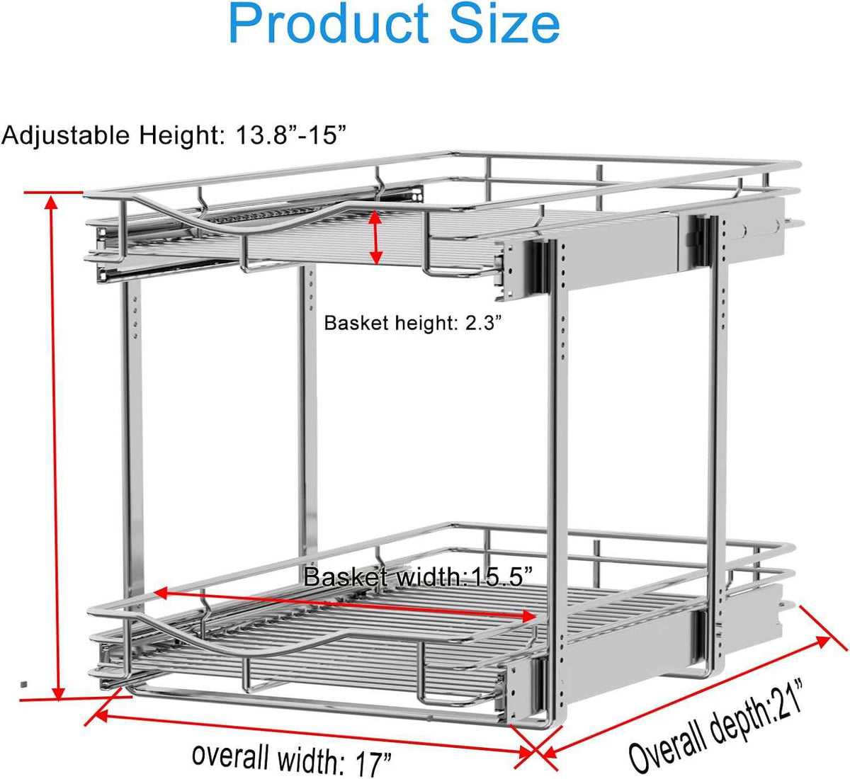 DINDON 2-Tier Pull-Out Cabinet Organizer, 17" W x 21" D