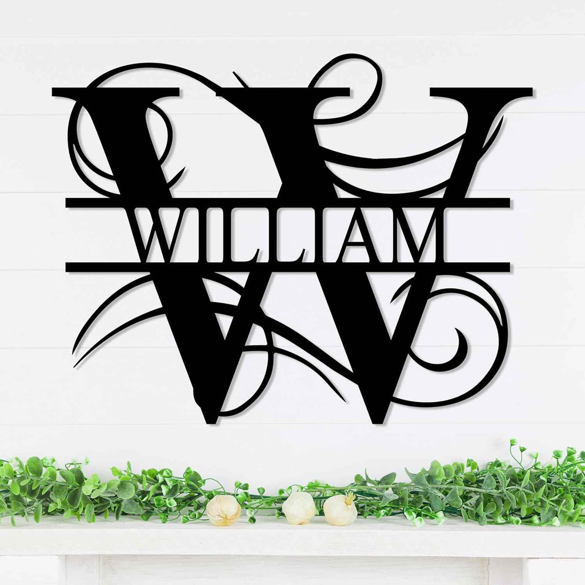 Personalized Metal Name Signs, Split Letter Monogram Wall Decor, Custom Last Name Sign, Family Name Sign for Outdoor, Personalized Wedding Gift, Garden Decor, Metal Wall Art, Housewarming Gift (MonogramDesign_6)