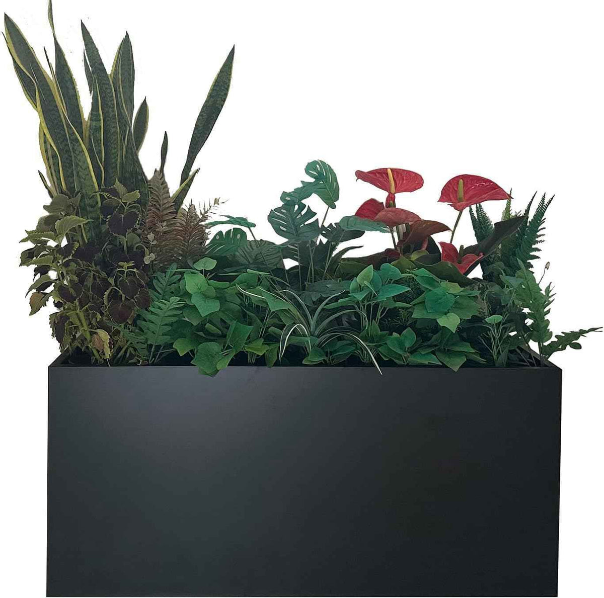 40" L x 16" W x 18" H Metal Large Rectangular Planter - Long Planter Box for Outdoor Patio/Porch Planter Boxes Outdoor Modern Design for Plants, Flowers, Garden,Spliced Flower Pot (Black)