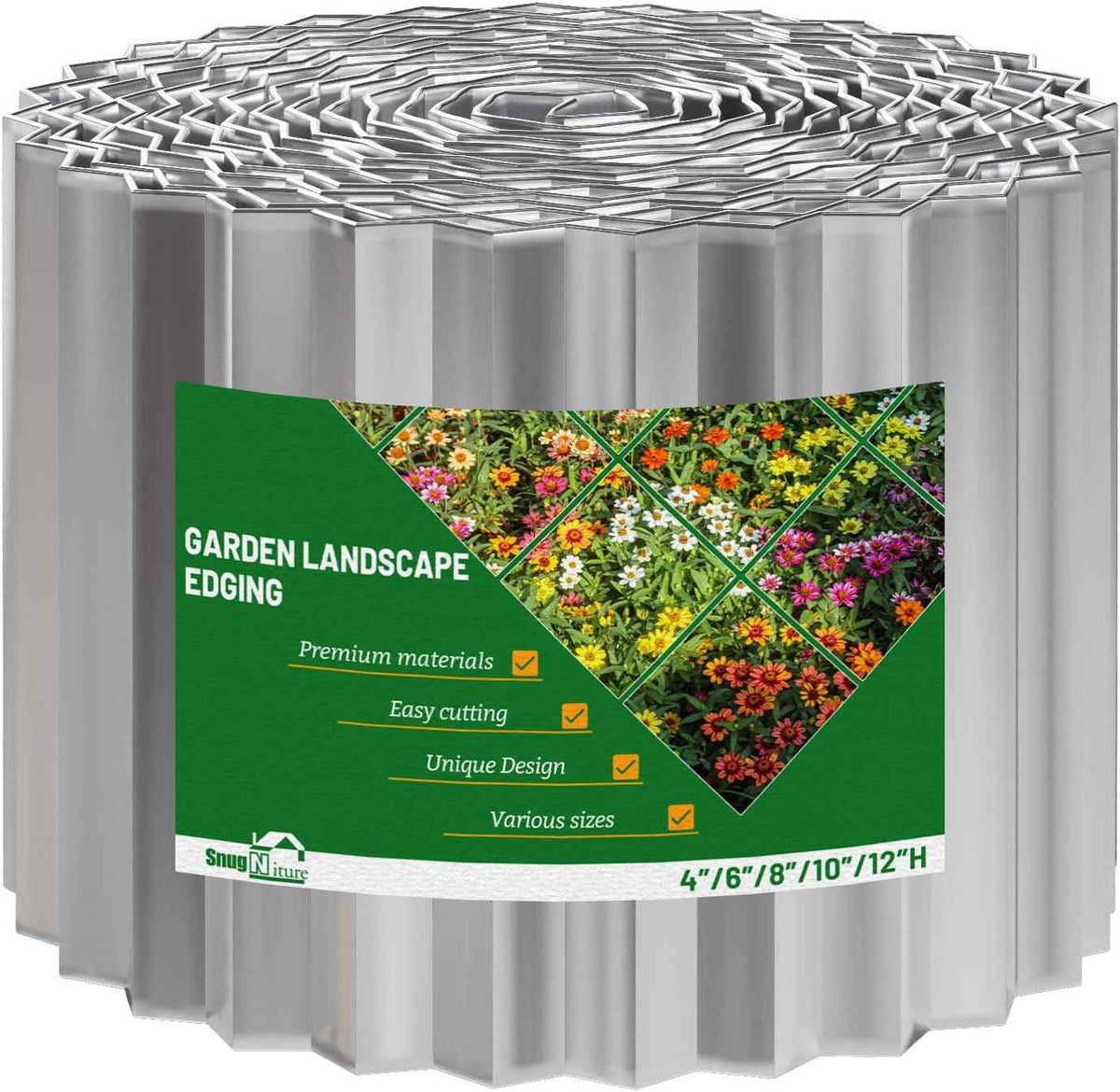 SnugNiture Corrugated Metal Garden Edging,6" x 20' Sturdy Lawn Edging Border,Landscape Edging Border for Lawn, Flower Bed,Garden and Yard