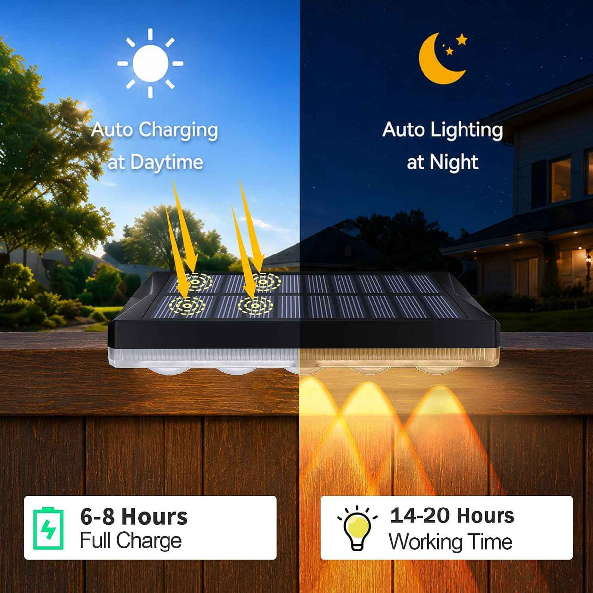 Tenmiro Solar Fence Lights Outdoor 10 Pack, 40 Modes RGB & Cold/Warm White Wall Lights with 5 Lens, IP67 Waterproof Dusk to Dawn Outside Lighs for Backyard, Patio, Yard, Pool, Deck, Railing Decor