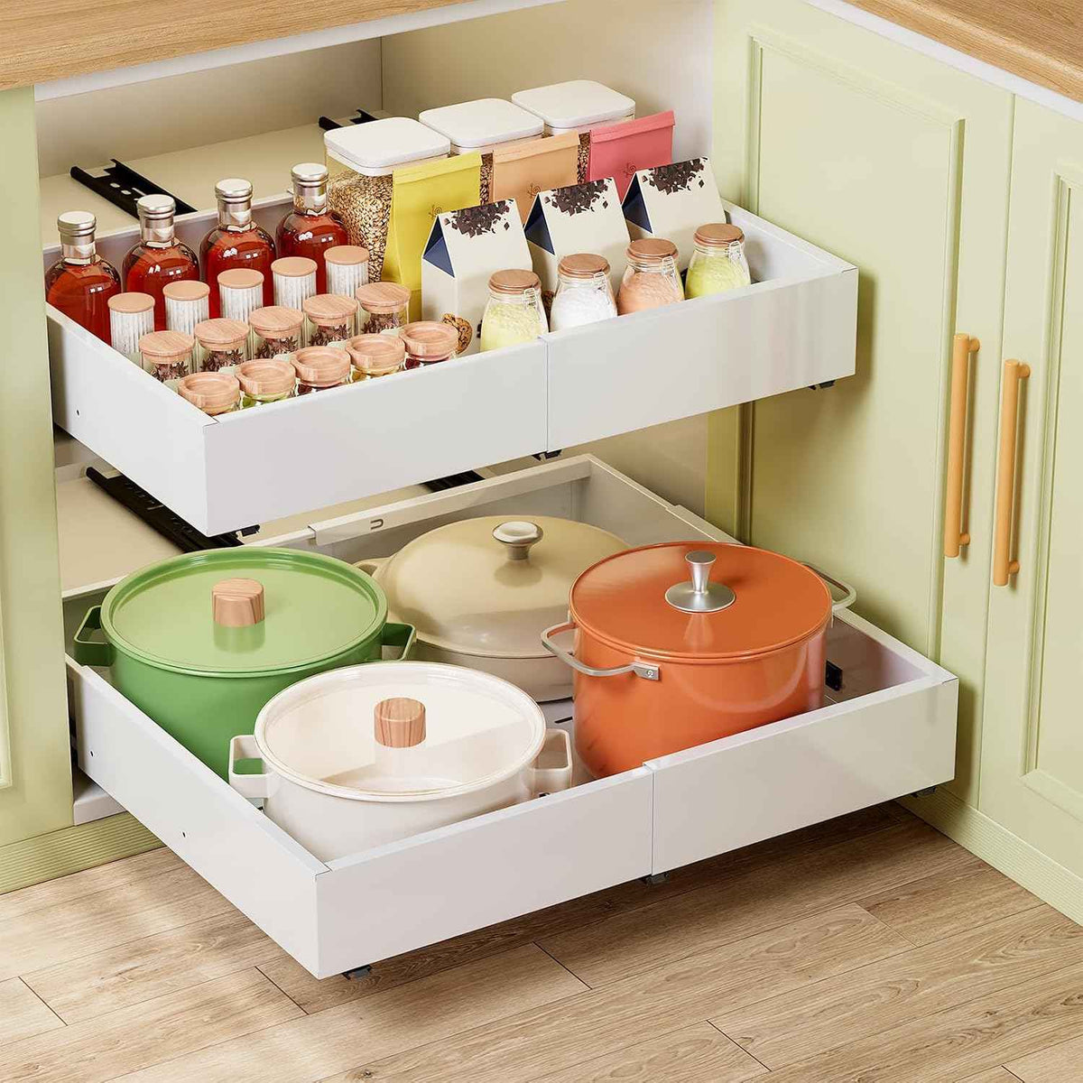 Dayacoco 2Pcs Expandable Pull Out Cabinet Organizers, 11.4"-19.4"W