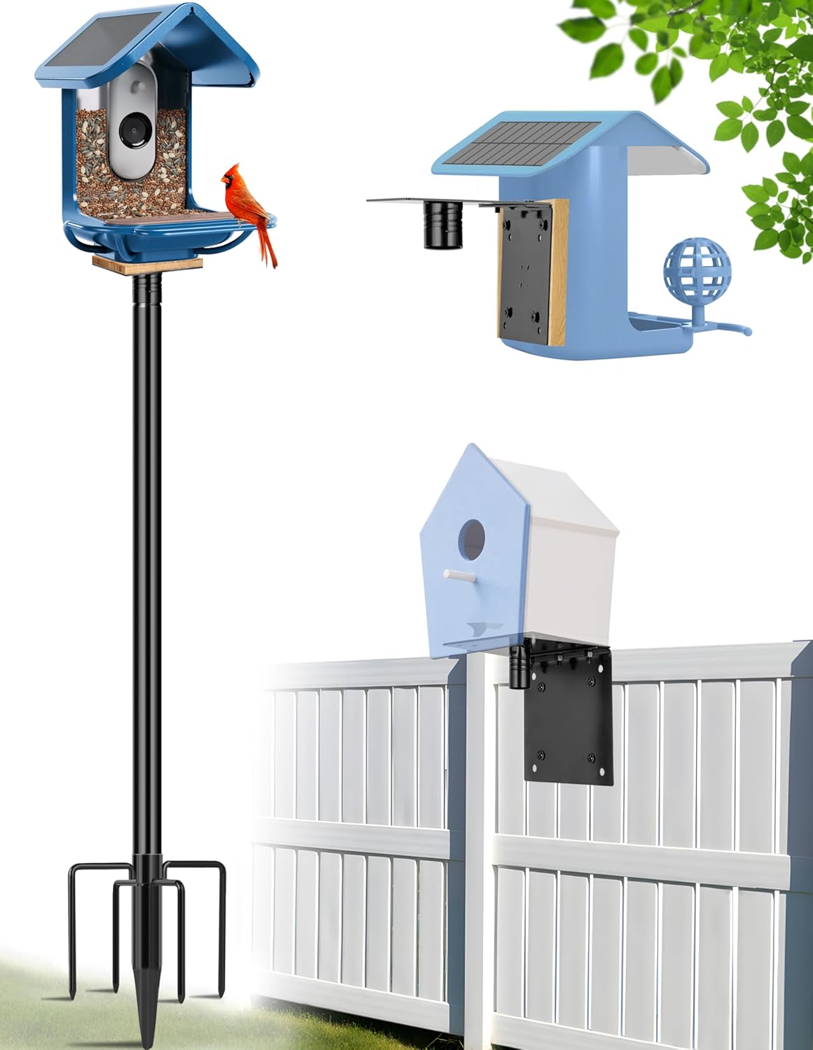 XDW-GIFTS Bird House Pole, 1 Pack 92 Inch Metal Bird Feeder Pole for Outdoor, with 5-Prong Heavy Duty Base for Birdhouse Mounting, Weather Station