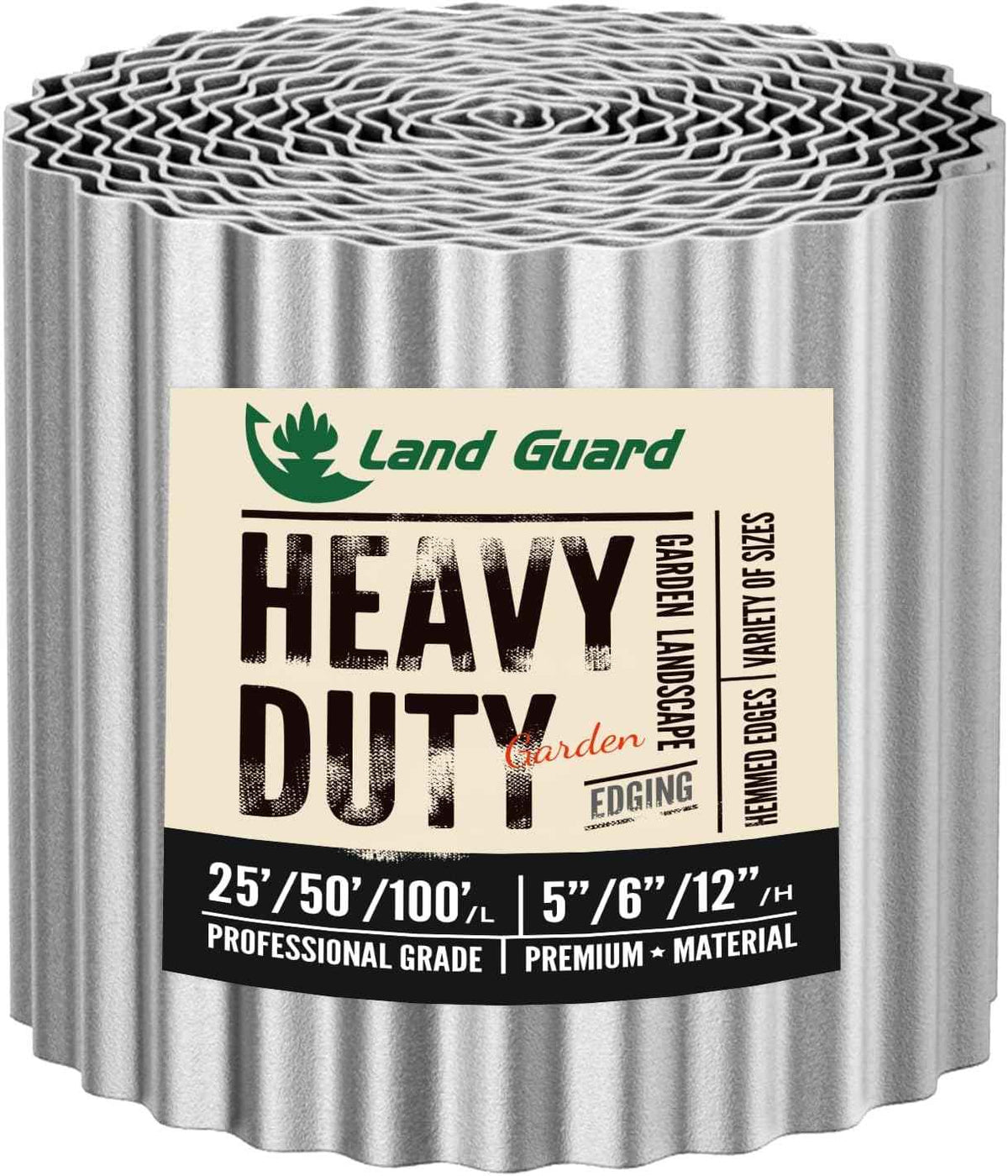 Land Guard Corrugated Garden Edging Border, 6" x 100' Landscape Paver Edging, Tall Landscape Edging, Fence for Garden, Flower Bed, Lawn and Landscape Edging(Silver)