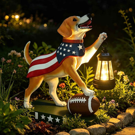 Solar Dog Garden Statues with Clearance Lights, 11 Inch Dog Figurine Home Decor, Garden Decor for Yard Lawn Porch Patio Balcony Home House, Birthday Gifts for Mom, Grandma, Women, Father, and Children
