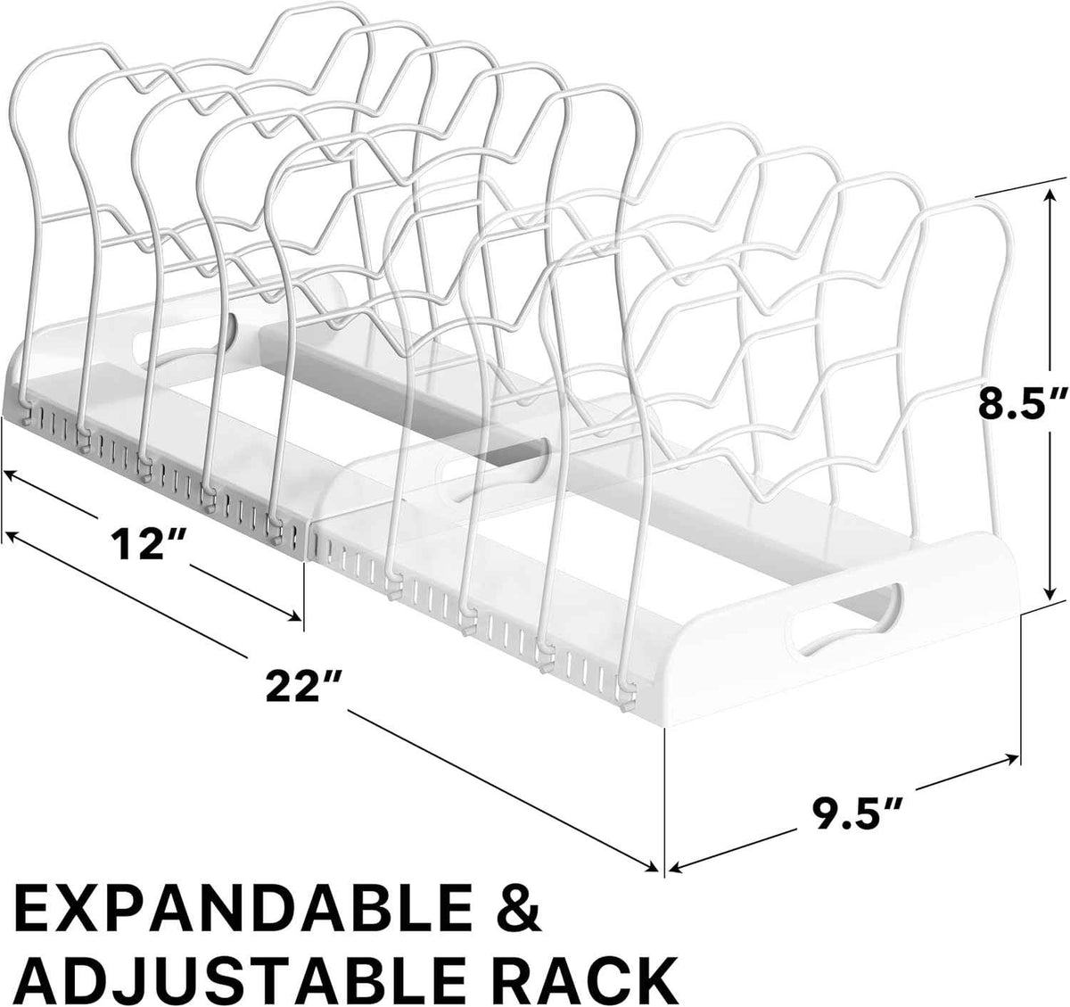 Simple Houseware Expandable Pan Rack, 10 Compartments, White