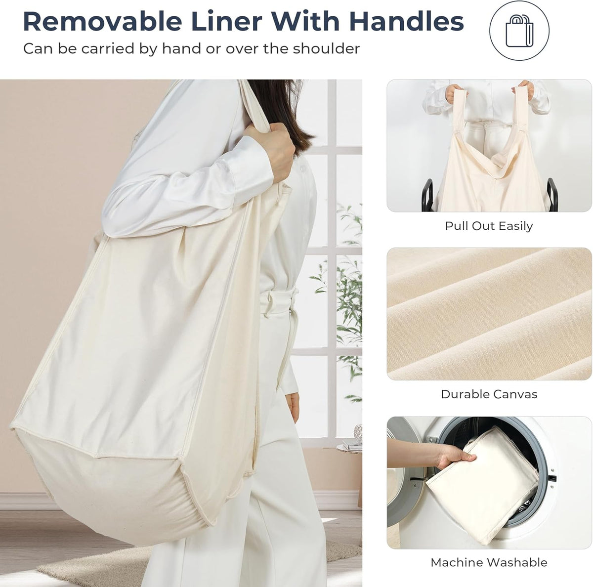 120L 3-Section Rolling Laundry Sorter with Washable Bags - Field & Nook