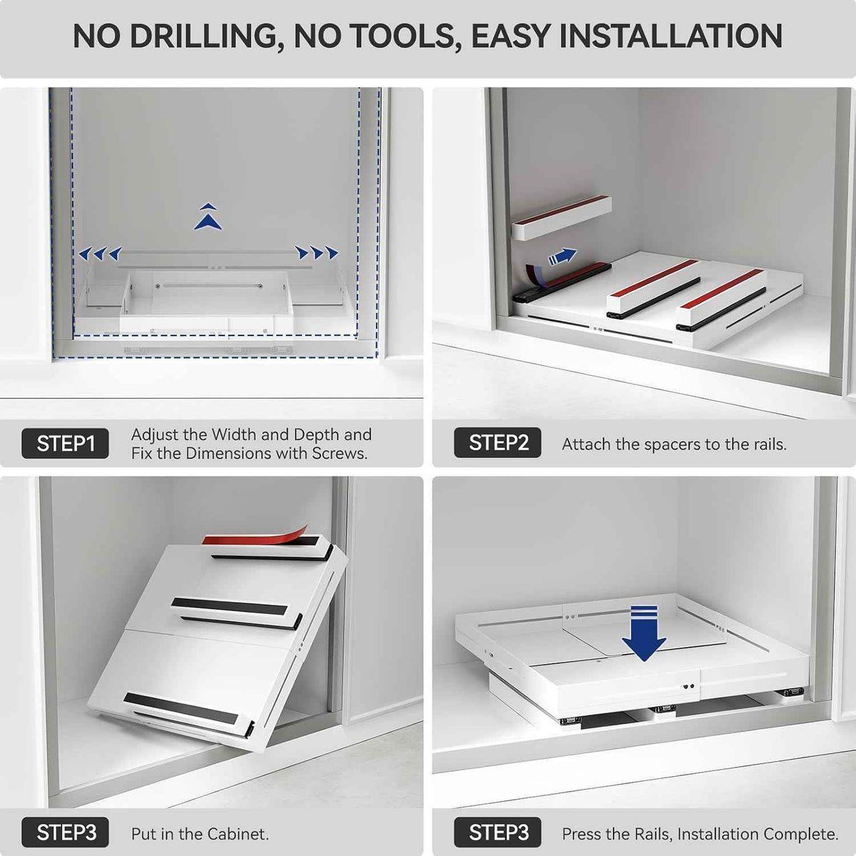 Pull Out Cabinet Organizer, 12.8"-17.5" D x 14.8"-20.5" W
