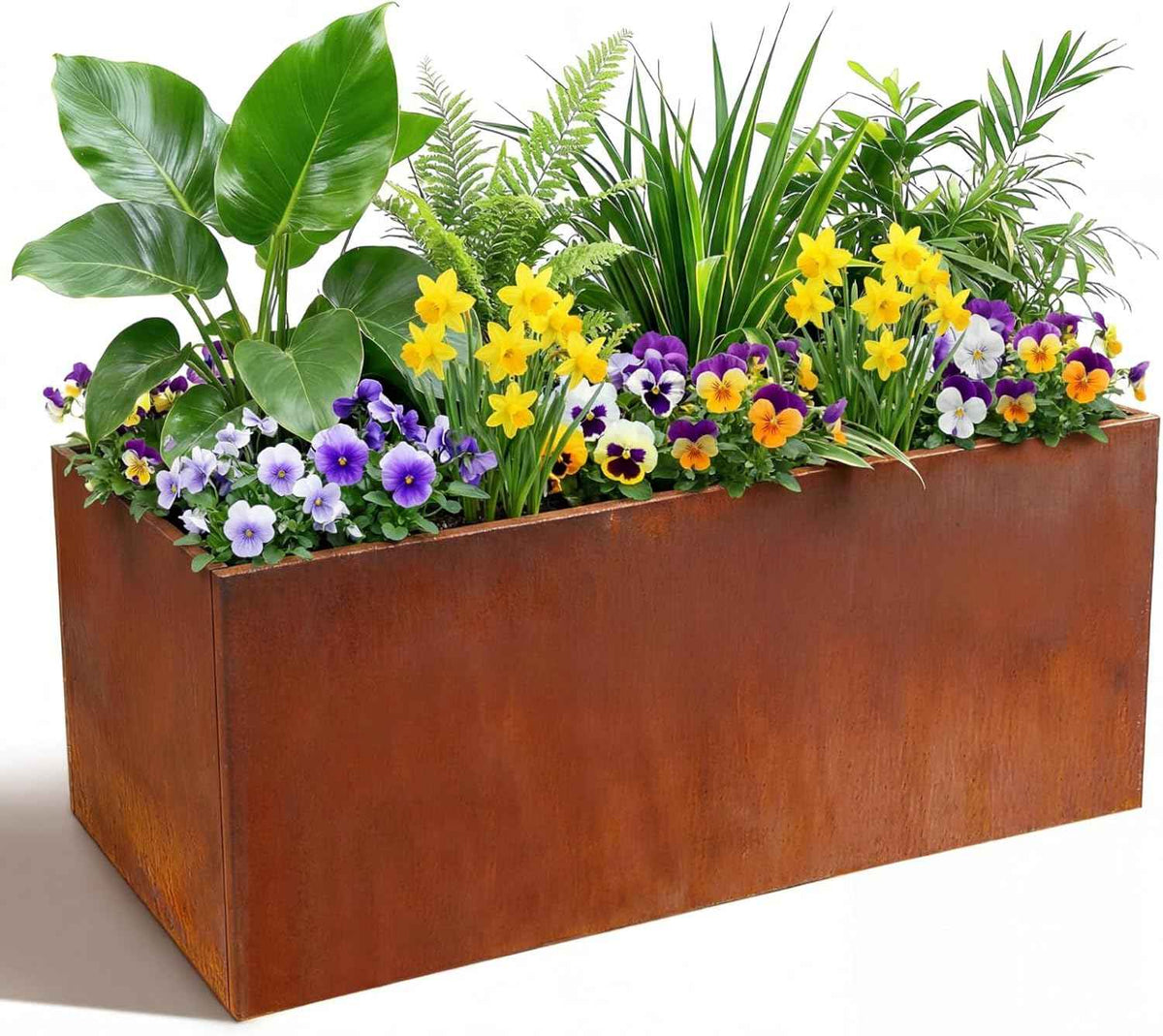 Extra Large Steel Trough Planter Box for Outdoor 20" x 46" x 20" Heavy-Duty Raised Garden Bed for Tall Plants Privacy Screening & Modern Landscape Design Commercial