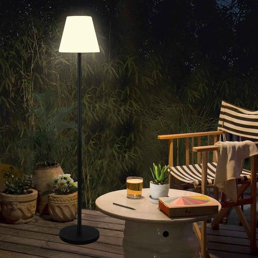 Solar-Powered Outdoor Floor Lamp with Warm White & RGB Light