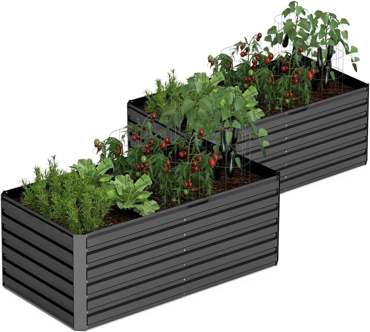 6x3x2 ft Raised Garden Bed, Large Metal Planter Raised Beds, Planters for Outdoor Plants for Vegetables, Flowers, Herbs, Fruits, and Succulents.(2 Pcs)
