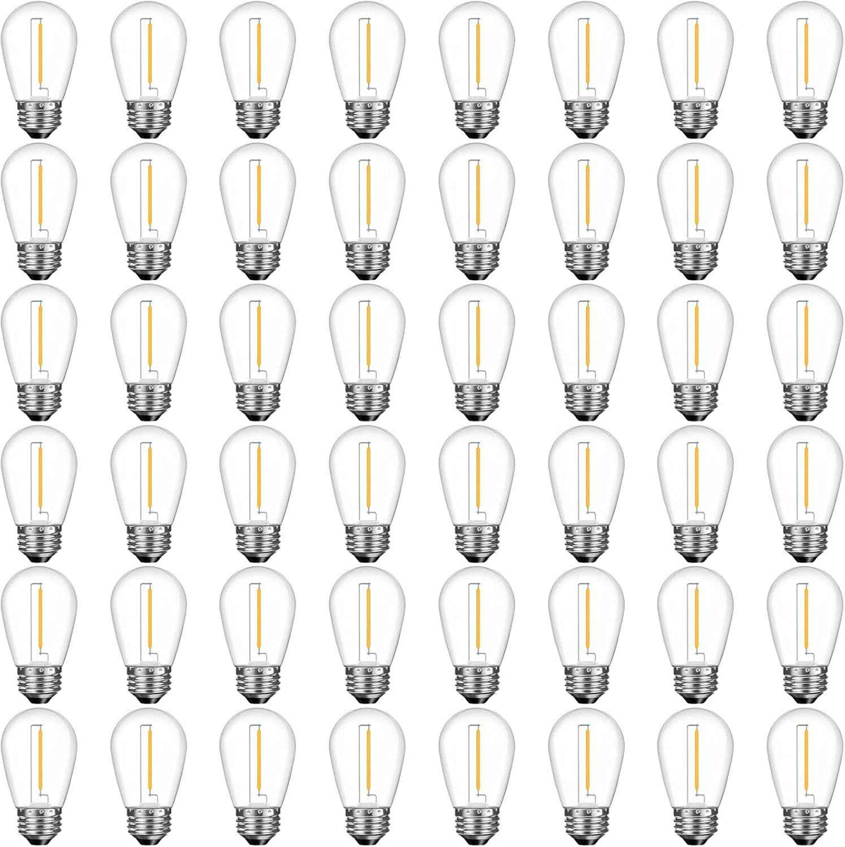 48 Pack Shatterproof LED Replacement Bulbs for Outdoor String Lights, S14 Edison Bulbs for Patio String Lights Outdoor Waterproof, Warm White 2200K, Dimmable, E26 Standard Base