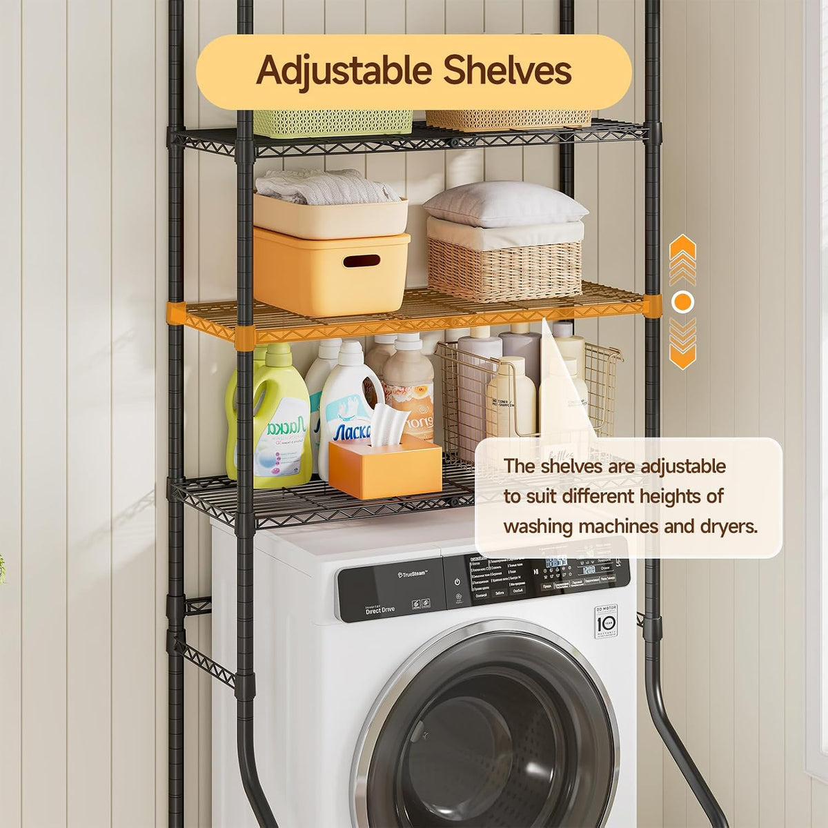 Expandable 3-Tier Over-Washer Storage Rack - Field & Nook