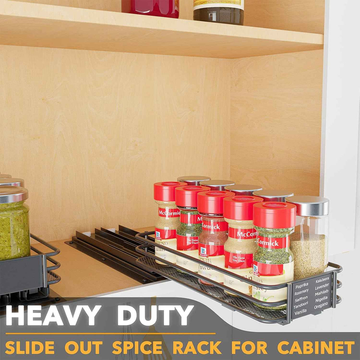 SpaceAid Pull Out Spice Rack Organizer for Cabinet, Heavy Duty Slide