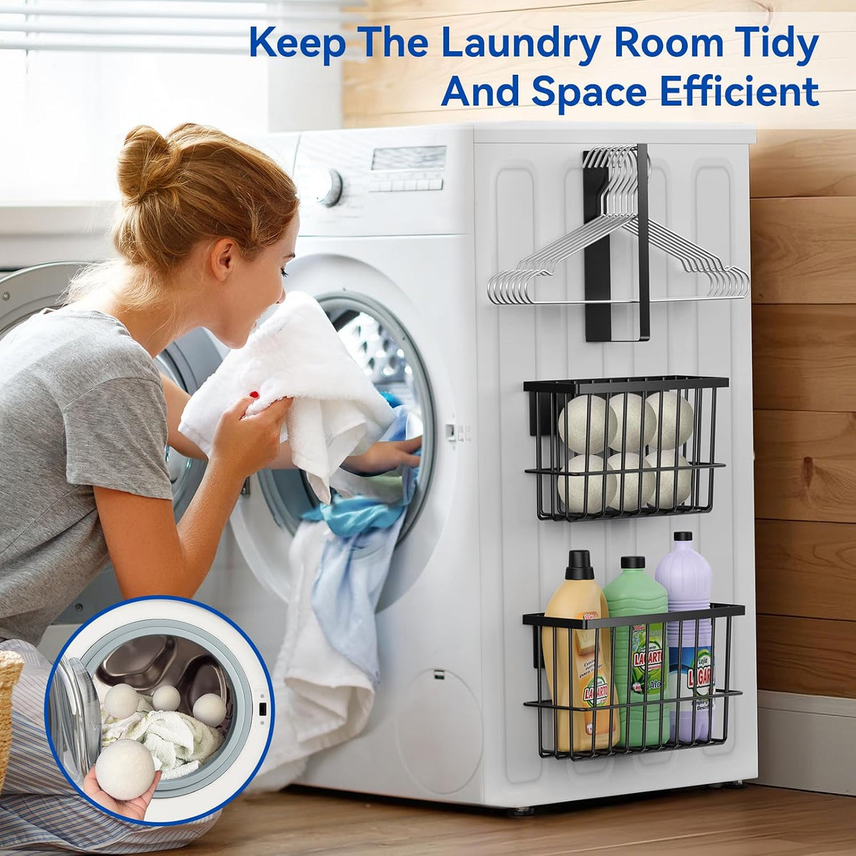 Laundry Room Organization and Storage Magnetic Dryer Ball Holder with Magnetic - Field & Nook