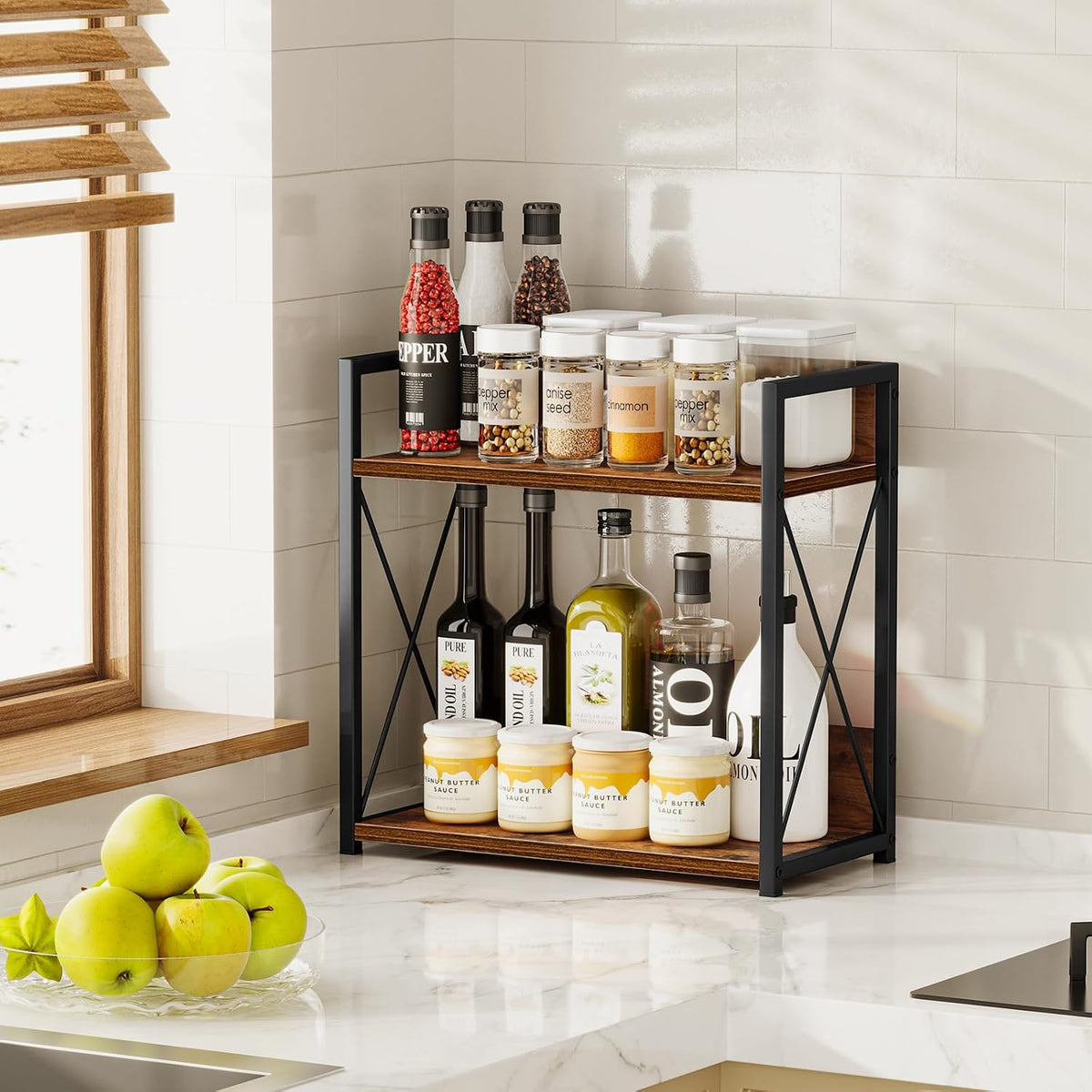 Kitchen Counter Shelf – 2-Tier Spice Rack for Counter - Field & Nook