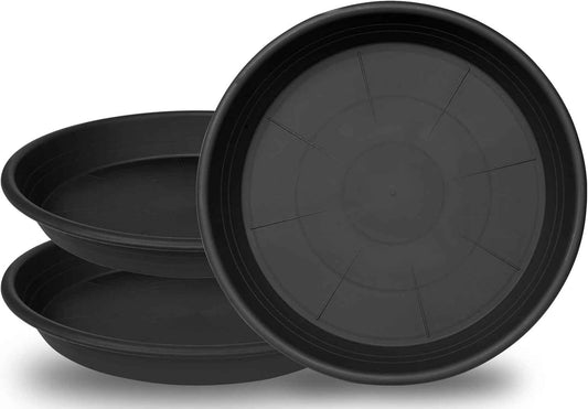 3 Pack of 18 19 inch Plant Saucer, 2.4" Depth Large Plant Tray, Heavy Sturdy Plant Drainage Tray for Indoors, Sturdy Plastic Plant Plate Water Catcher for Planter 15-19"(19", Black)