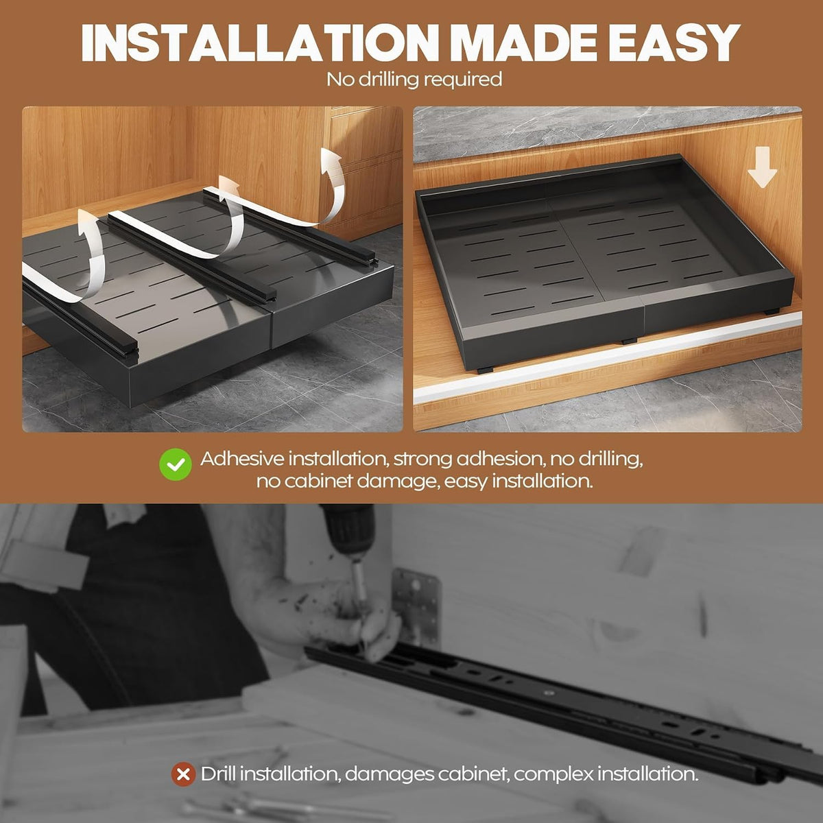 Seinloes 4 Pack Expandable Cabinet Organizer, 15.1"-26.3"