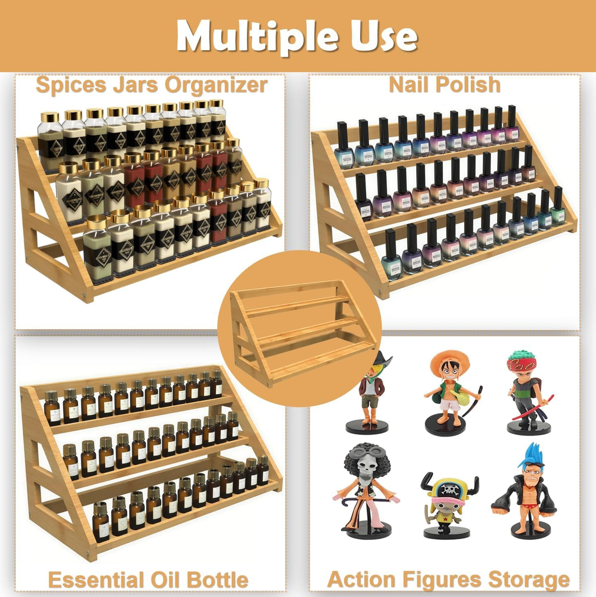 17.5-Inch Bamboo Tiered Spice Rack Organizer - Field & Nook
