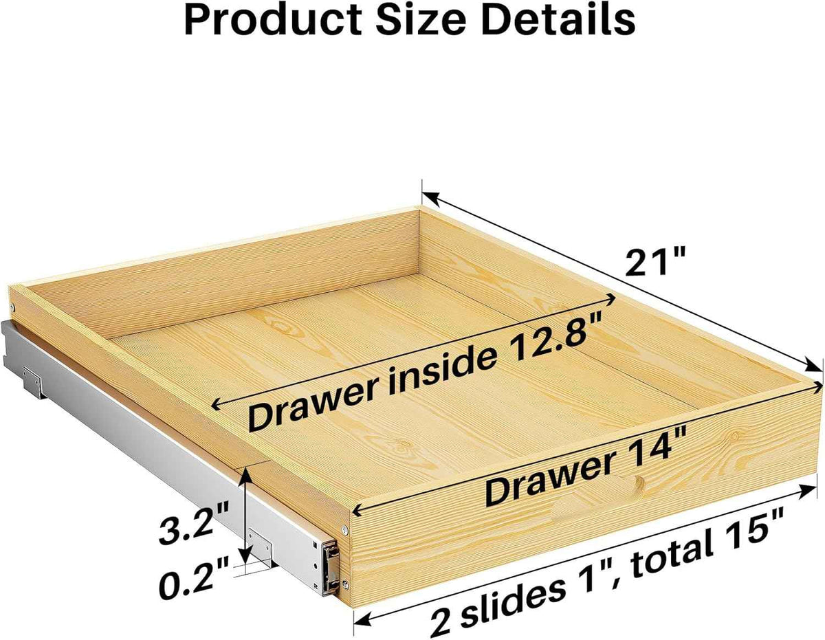 15"W x 21"D Wooden Pull Out Cabinet Organizer