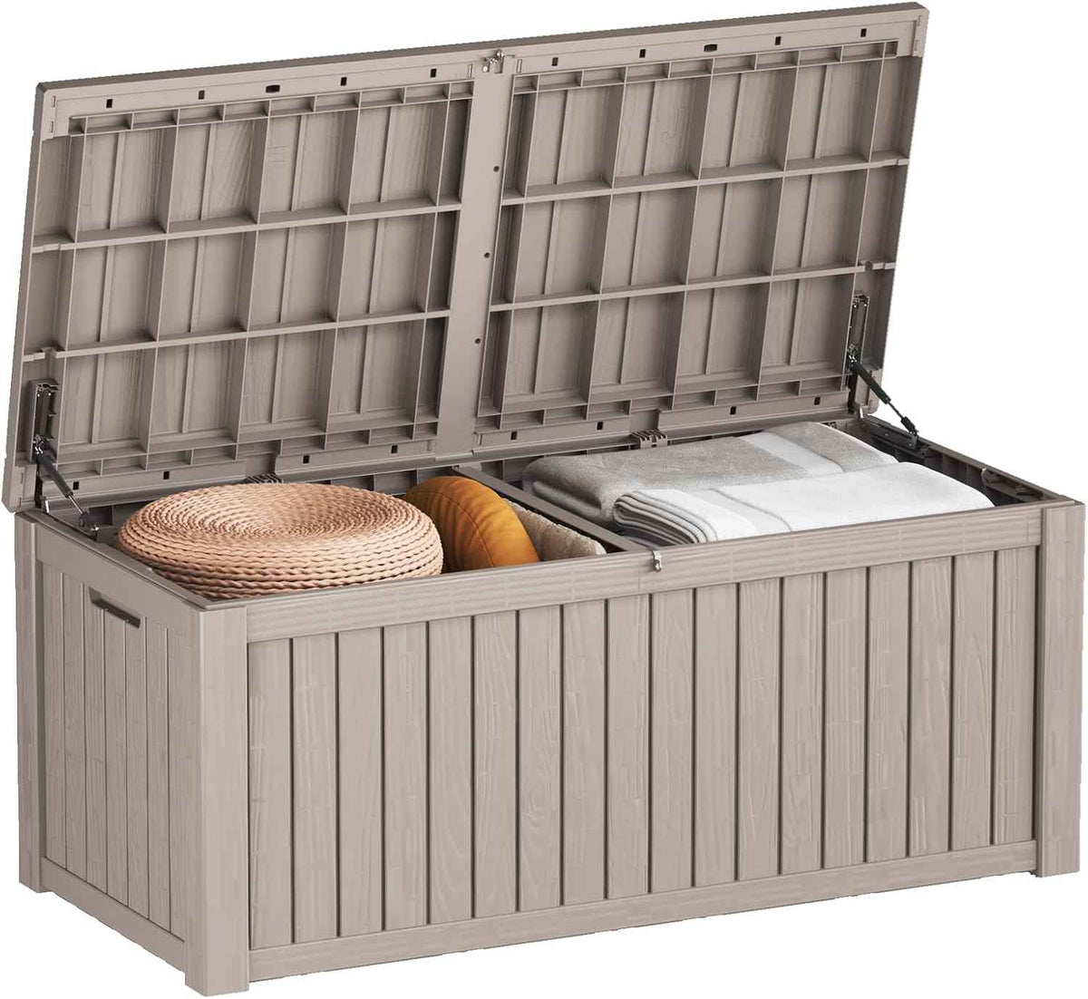 180GAL Brown Versatile Outdoor Deck Box – Waterproof, SGS - Tested UV Protection, Fits Various Storage Needs: Pool Accessories to Gardening Supplies
