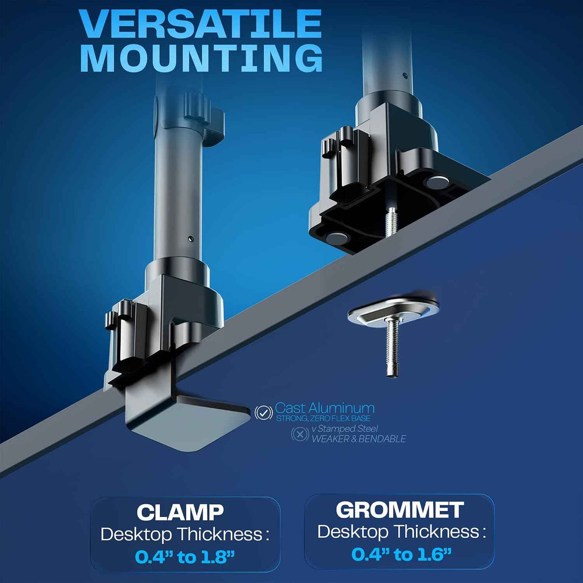 VIVO Pneumatic Arm Single Ultrawide Monitor Extra Tall Desk Mount for Up to 49 inch Screens, Heavy Duty Clamp, Holds Ultra Wides Up to 44 lbs, Black, STAND-V110K