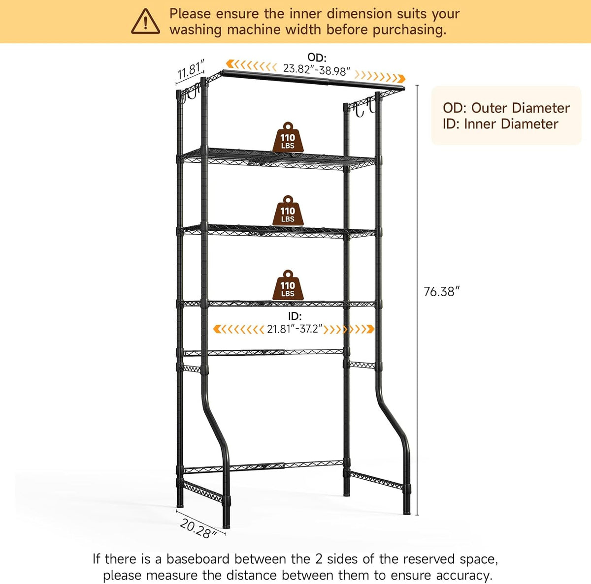 Expandable 3-Tier Over-Washer Storage Rack - Field & Nook