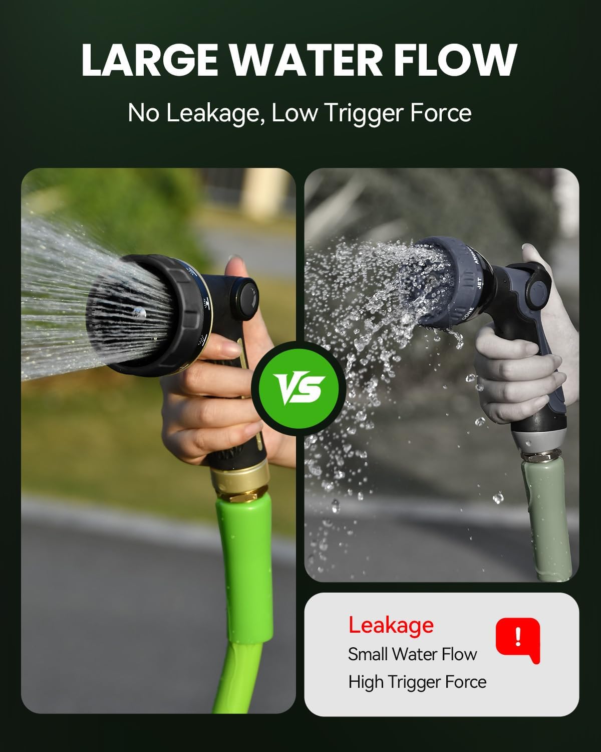 100% Metal 10-Pattern Thumb-Control Hose Nozzle - Field & Nook