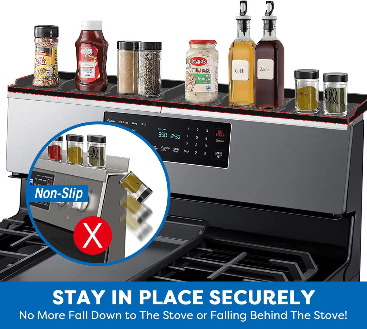 Hydream 30-Inch Silicone Stove Top Shelf, Black