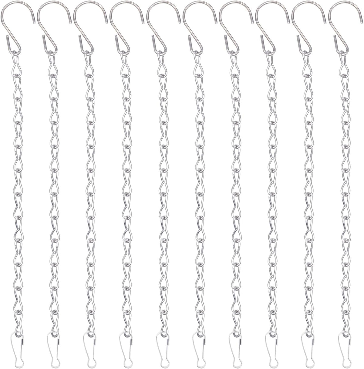 YINGFENG 10 Pack 9.5 Inch Silver Hanging Chains for Hanging Bird Feeders, Bird Houses, Planters, Baskets, Birdbaths, Lanterns, Wind Chimes, Billboards, Signs and Ornaments